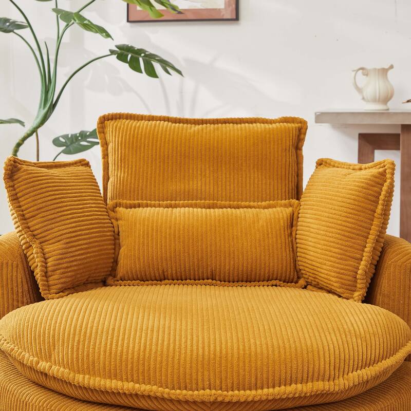 Oversized Swivel Chair with moon storage ottoman
