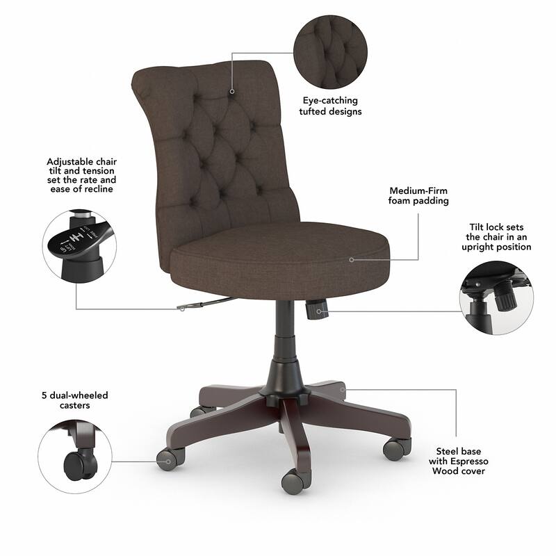 Salinas 48W Computer Desk with Hutch and Chair by Bush Furniture