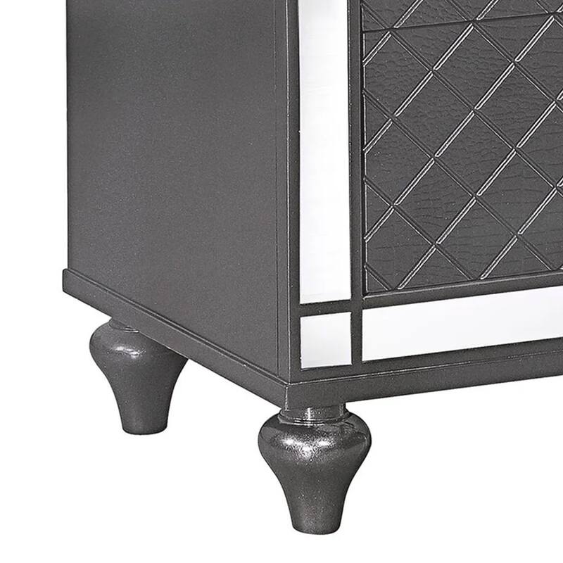 Reff Nightstand, 2 French Dovetail Drawers, Crystal Knobs, Gray