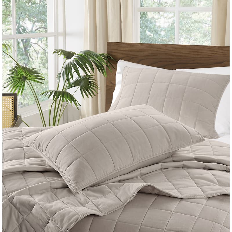 Brooklyn Loom Matte Cotton Velvet Box Stitch Quilt Set