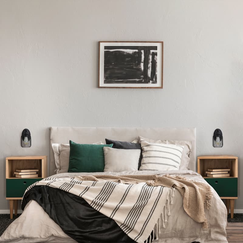 Industrial Cage Wall Sconce - Black Uplight Downlight - Vanity, Entryway, Hallway Lighting Fixture - 10.5