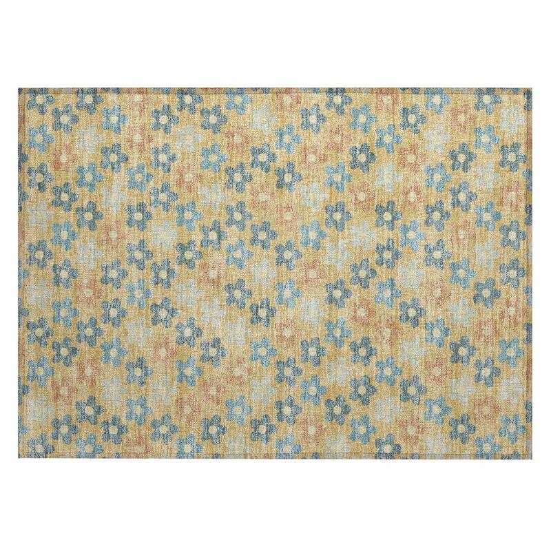 Machine Washable Indoor/ Outdoor Floral Kechi Chantille Rug