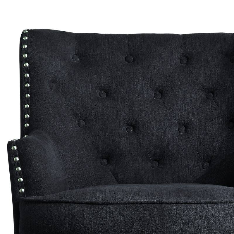 Moser Bay Mignon Velvet / Linen 30'' Wide Tufted Wingback Accent Chair