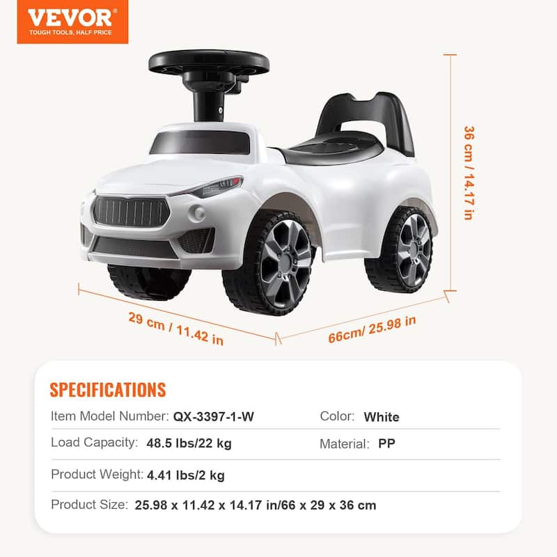 Plastic Ride on Push Car with Sit to Stand Toy and Music Steering Wheel Perfect Gift for Kids - 25.98 x 11.42 x 14.17 in