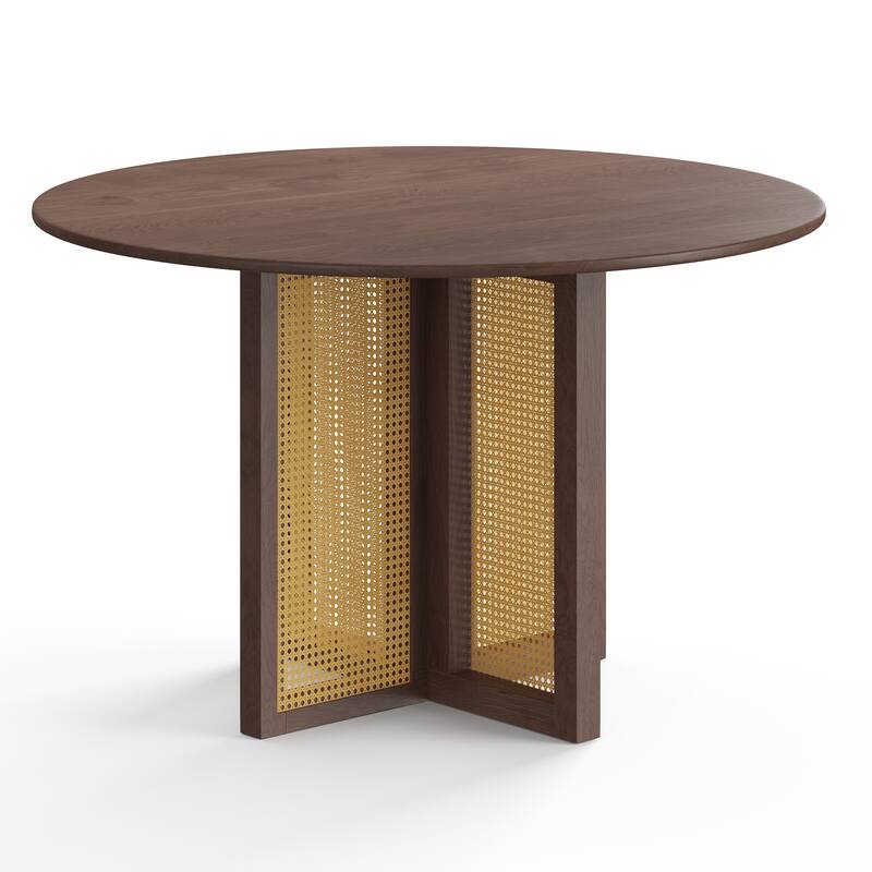 Havenwood Round Dining Table with Cane Base - Walnut