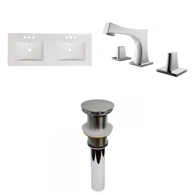 American Imaginations59-in. W 3H8-in. Ceramic Top Set In White Color - Drain Incl. - 50-in. - 59-in.