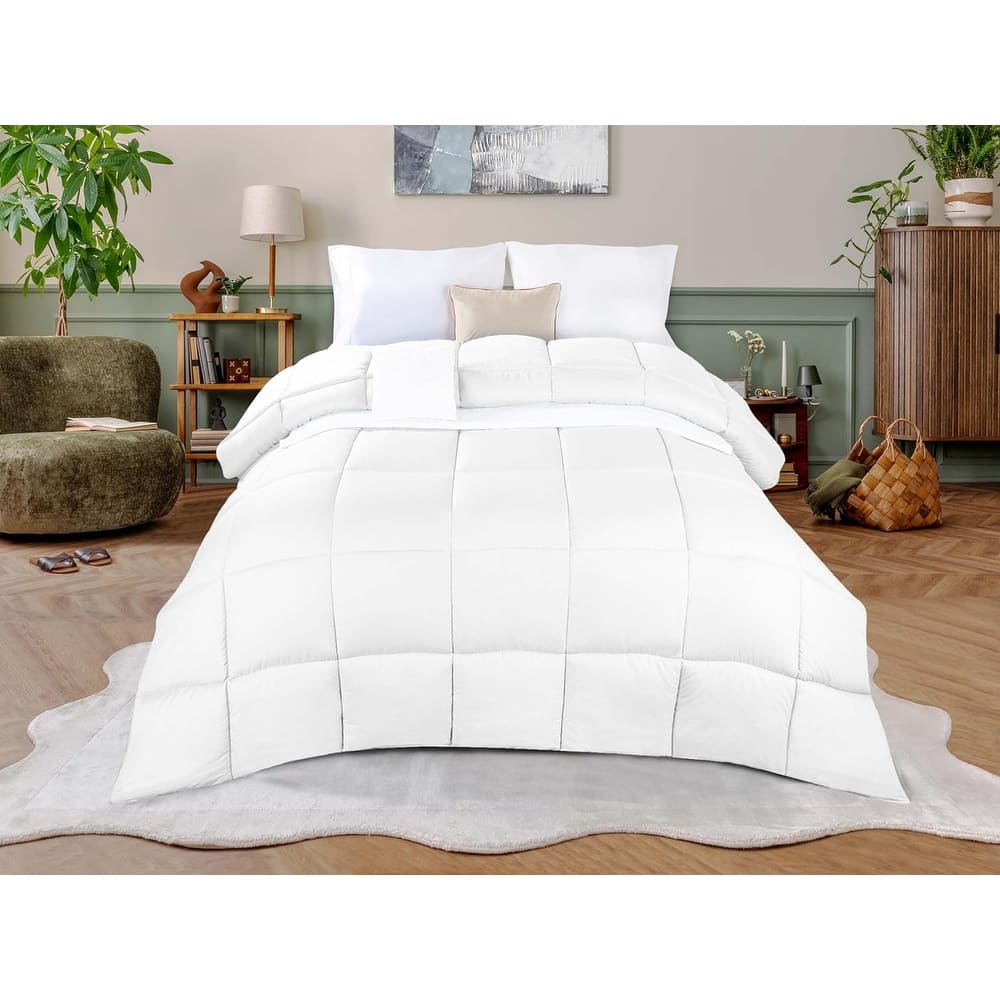 Superior Monochrome Basketweave Microfiber Down Alternative Comforter