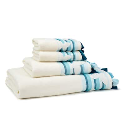 East'N Blue Butterfly Turkish Cotton Bath Towel Set (Set of 4) - (1 Bath Towel, 1 Hand Towel, 2 Washcloth)