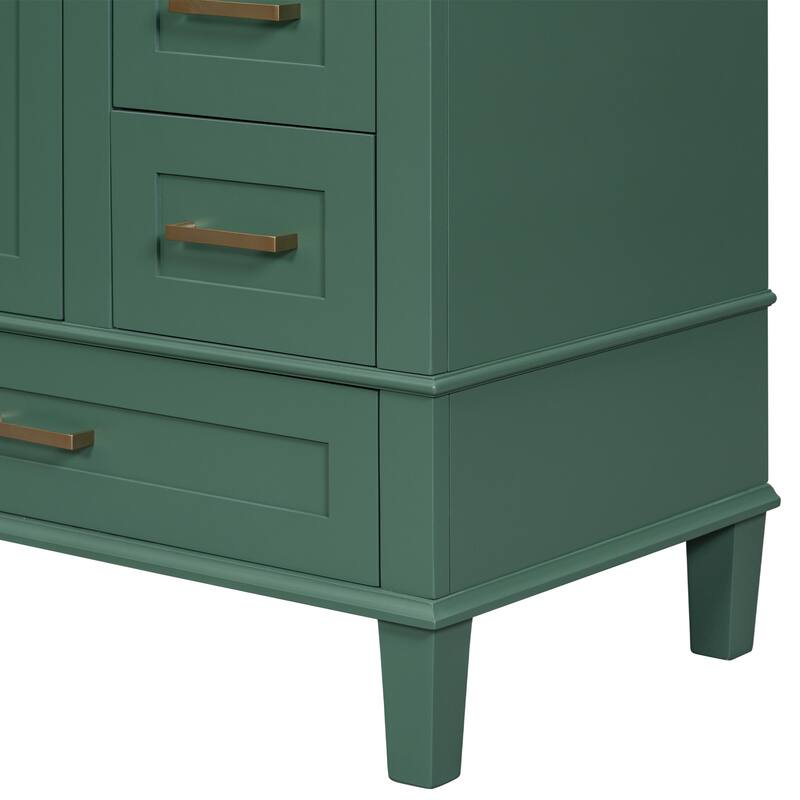 Single Sink Bathroom Vanity Cabinet, Vanity Base & Ceramic Sink Combo Set, 3 Drawers Bathroom Storage Cabinet, 30 Inch