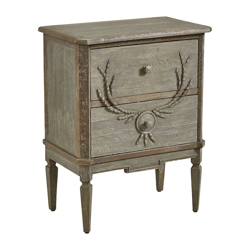 Thatchers Two Drawer Dresser in Distressed Gray with Grain Crest