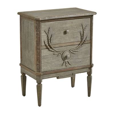 Thatchers Two Drawer Dresser in Distressed Gray with Grain Crest