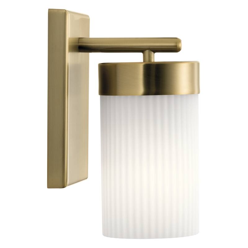 Kichler Ciona 9 inch 1 Light Wall Sconce with Round Ribbed Glass in Brushed Natural Brass