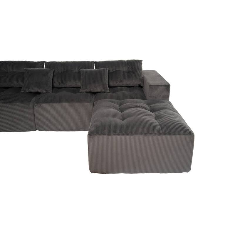 101.18" Corduroy Modular Sectional Sofa with Ottoman, No Assembly Required
