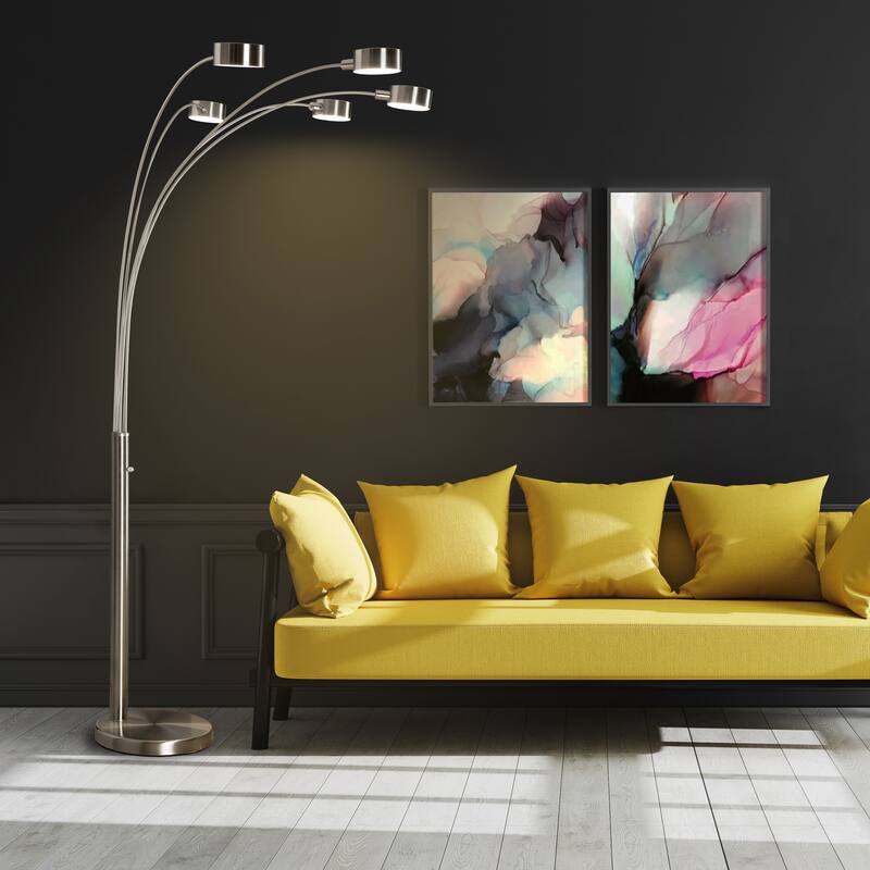 Artiva USA "Micah Pro 300W LED 5-Arched Floor Lamp with Dimmer 88" - 88