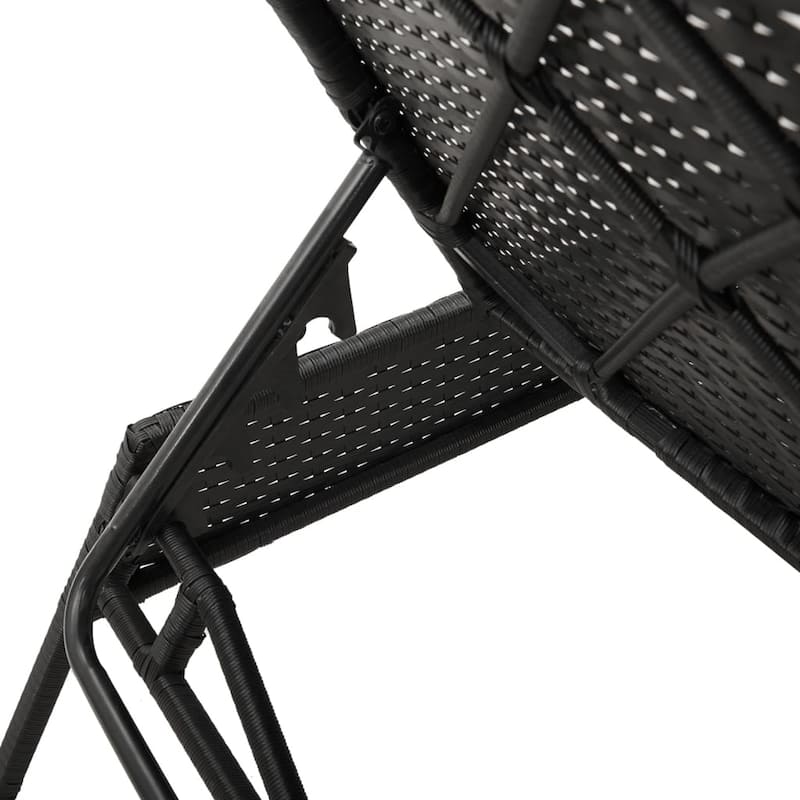 vidaXL Sun Loungers with Table Chaise Lounge 2 Pcs Poly Rattan Brown/Gray/Black - 23.2 x 78.7 x 33.5