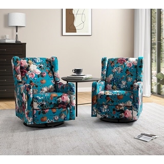 Gastone Transitional Floral Fabric Nursery Recliner with Curved Arms by HULALA HOME(Set of 2)