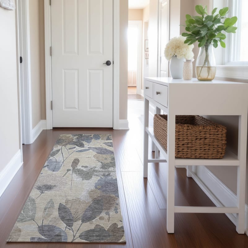 Premium Washable Super Soft Floral Mayfield Rug - Beige - 2'3" x 7'6"
