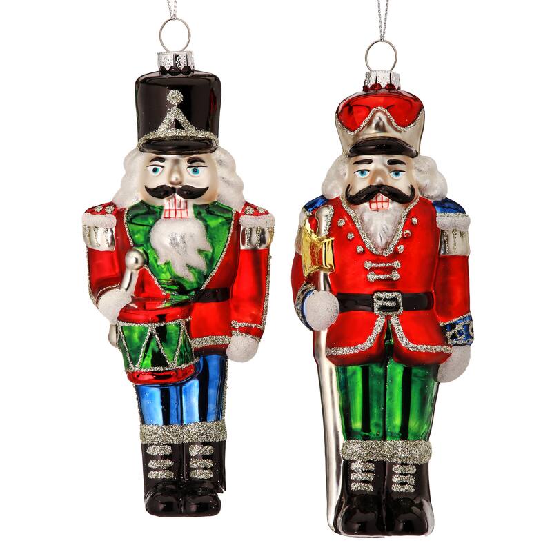 6" Glass Nutcracker Ornament Set of 6