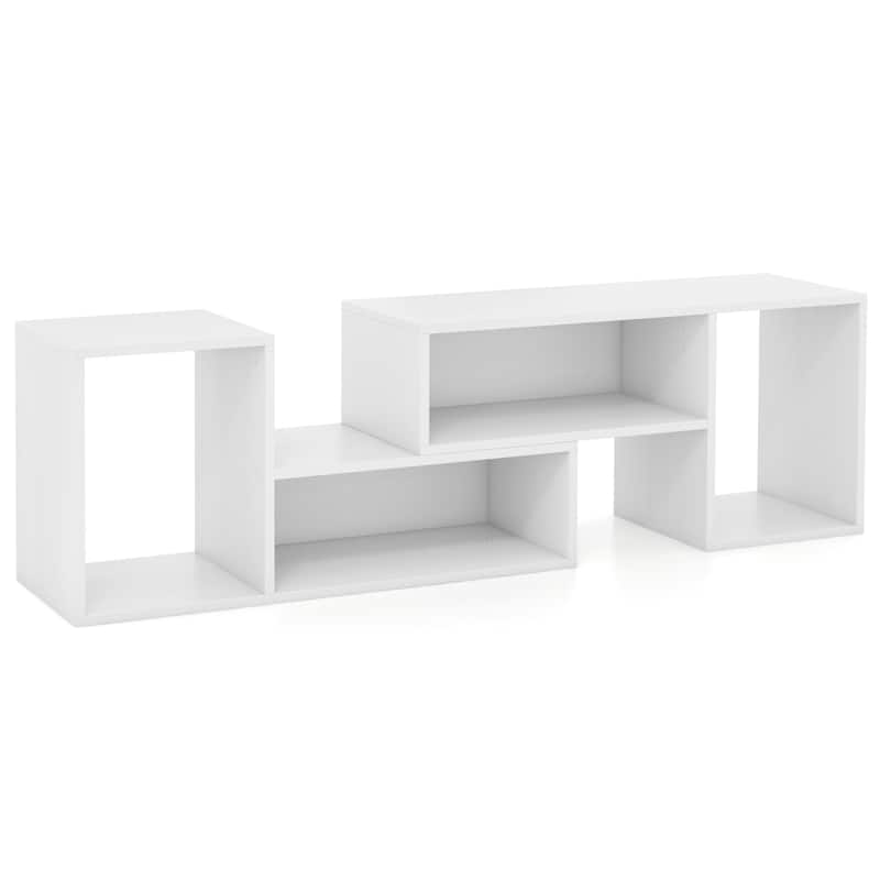 Engineered Wood Adjustable TV Stand with Storage Cubes and Expandable Shelves - 43.5"-62.5" L x 12" W x 16" H - White