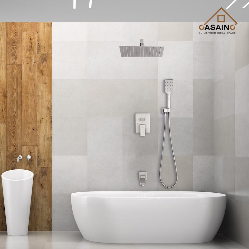 1-Handle 3-Spray Pattern 12 in. Wall Mount Shower Set Shower Head, Tub and Shower Faucet - 12 inch
