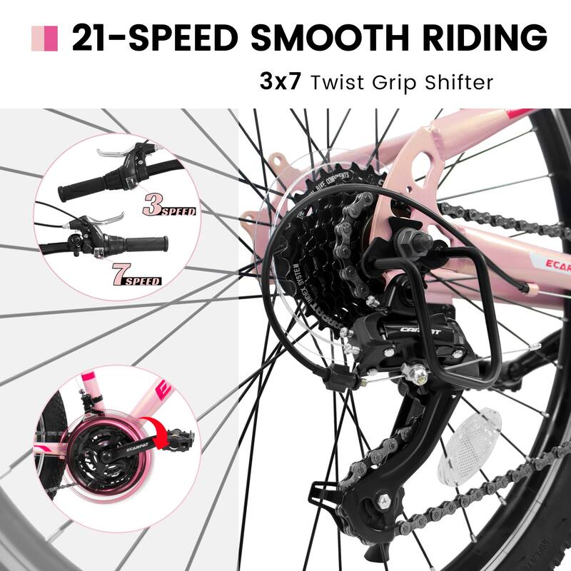 Women/Teens' Bicycle - Shock-Absorbing Front Fork, Multiple Speeds, V-Brakes, Mountain Tires - 26