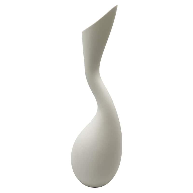 14 Inch Tall Modern White Ceramic Vase