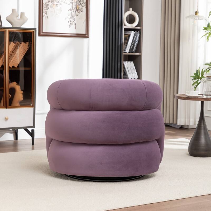 SEYNAR Modern Glam Velvet 360 Degree Swivel Accent Armchair with Tufted Back