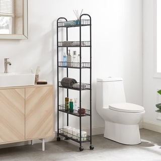 6-Tier Bathroom Rolling Cart Gap Kitchen Storage Cabinet Slim Slide Out ...