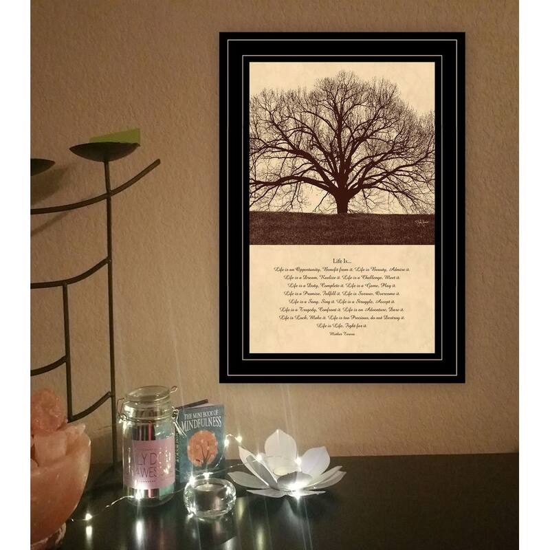 TrendyDecor4U Farmhouse "Life Is" Framed Print Wall Art by John Jones - Earthtone