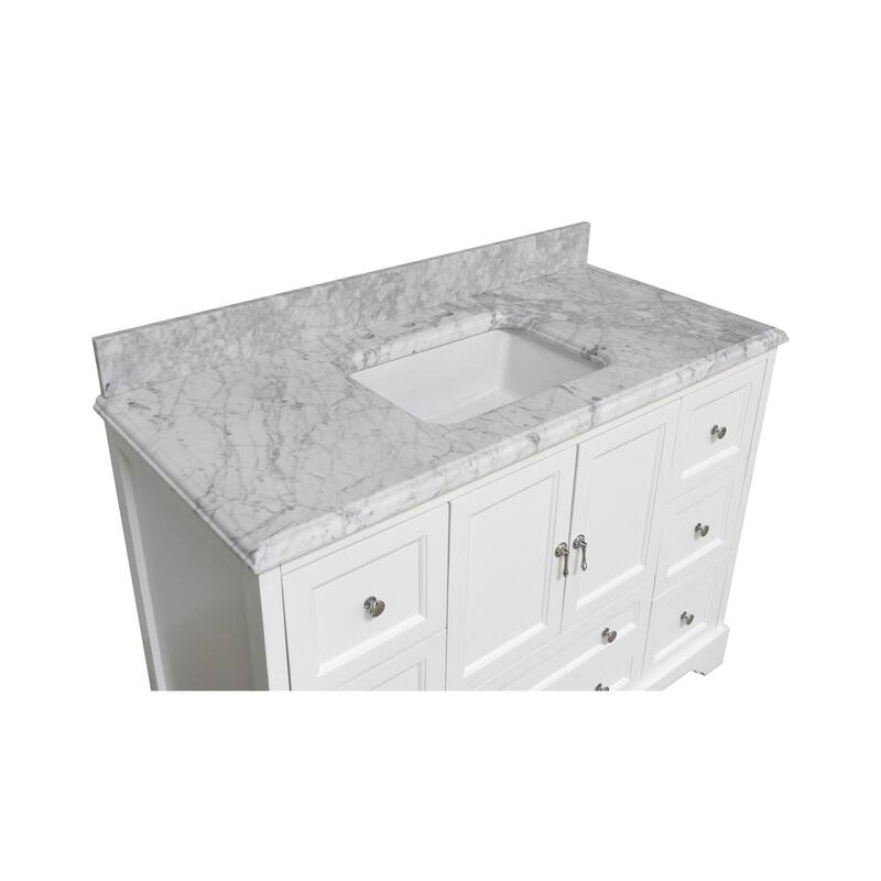 KitchenBathCollection Madison 48" Bathroom Vanity with Carrara Marble Top