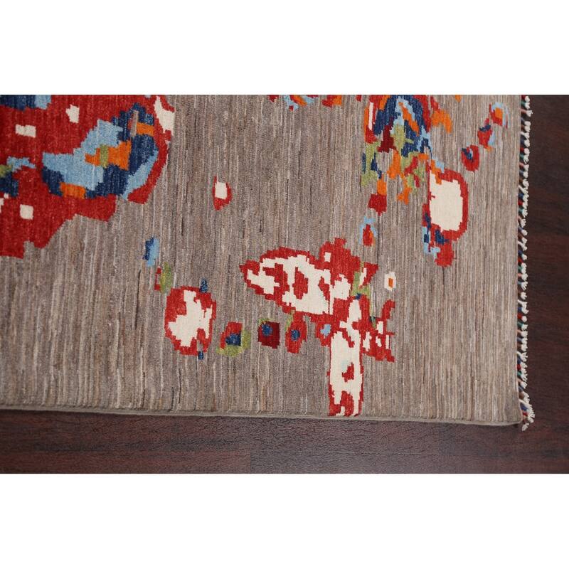 Vegetable Dye Contemporary Abstract Area Rug Hand-knotted Wool Carpet - 5'5" x 7'11"