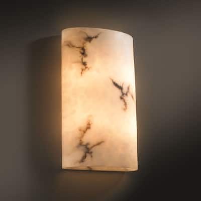 LumenAria 2-light ADA Wall Sconce, Faux Alabaster Large Cylinder Shade