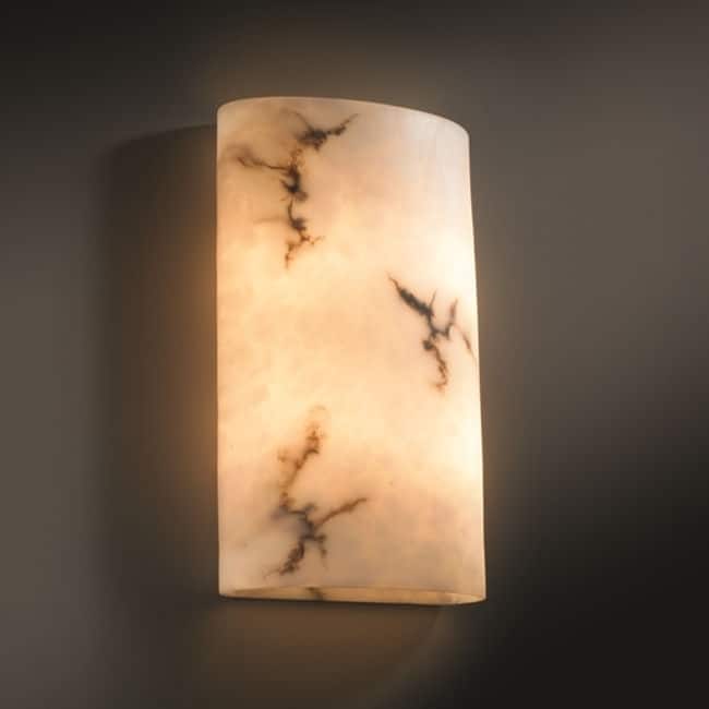 LumenAria 2-light ADA Wall Sconce, Faux Alabaster Large Cylinder Shade