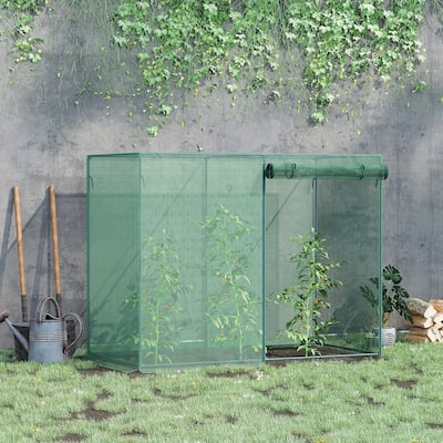 Outsunny 6 x 3ft Tall Crop Cage, Plant Protection Tent, with Two Zippered Doors, Storage Bag and 6 Ground Stakes