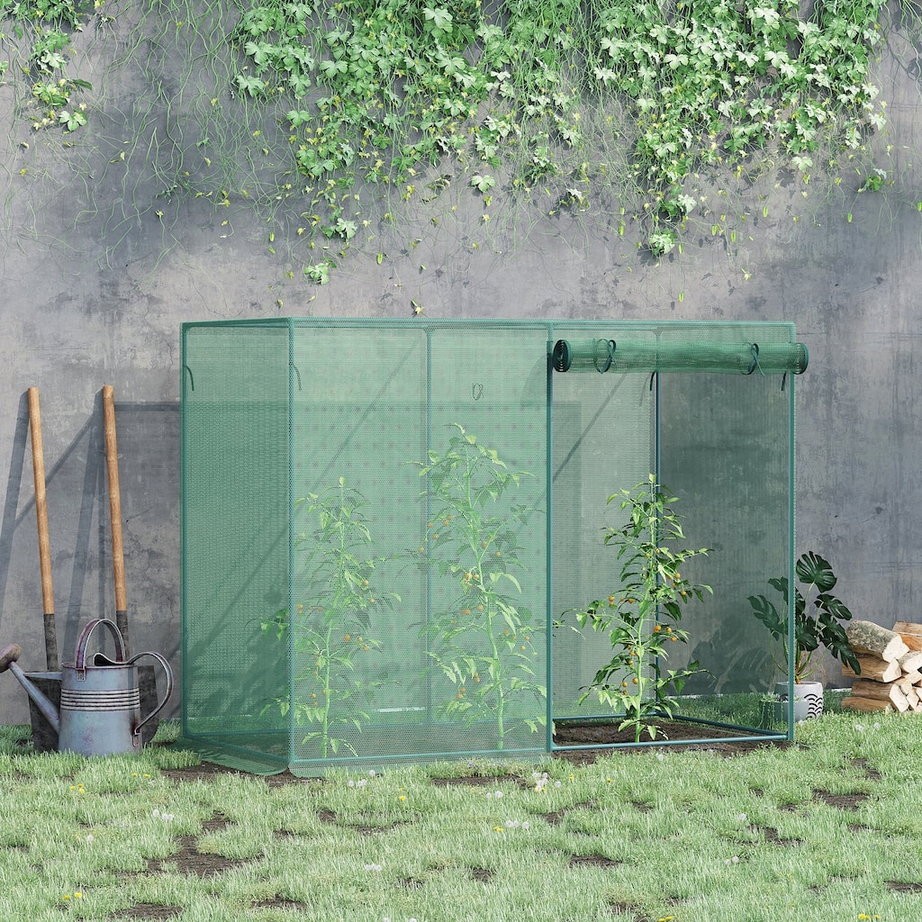 Outsunny 6 x 3ft Tall Crop Cage, Plant Protection Tent, with Two Zippered Doors, Storage Bag and 6 Ground Stakes