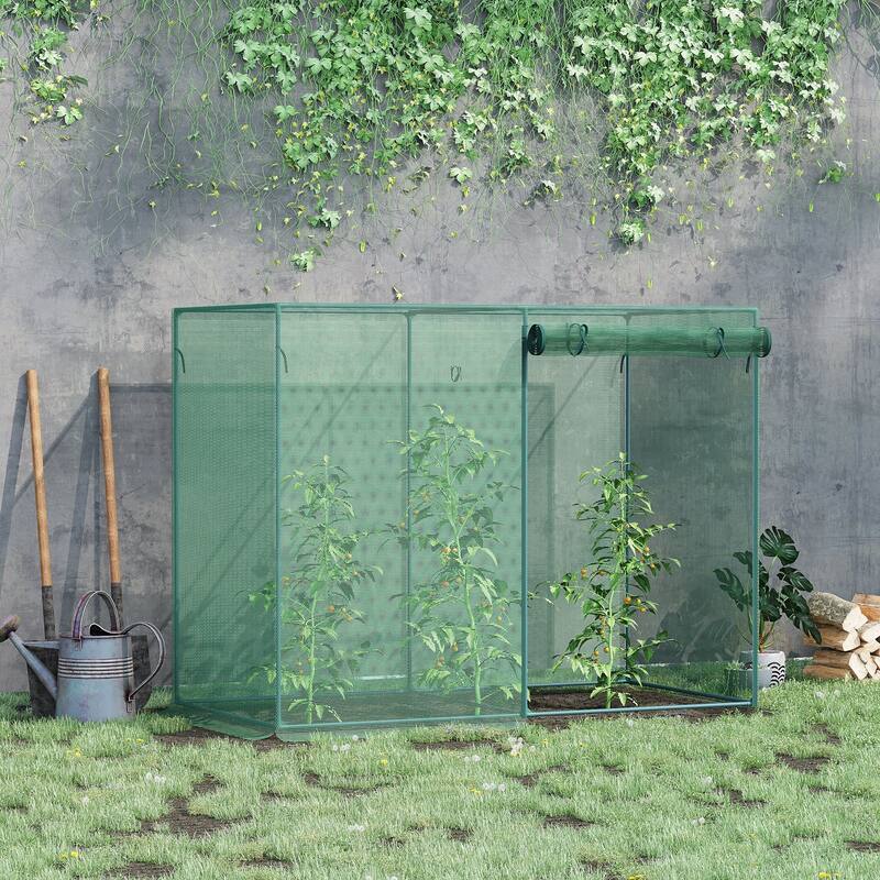 Outsunny 6 x 3ft Tall Crop Cage, Plant Protection Tent, with Two Zippered Doors, Storage Bag and 6 Ground Stakes - Grow Tent