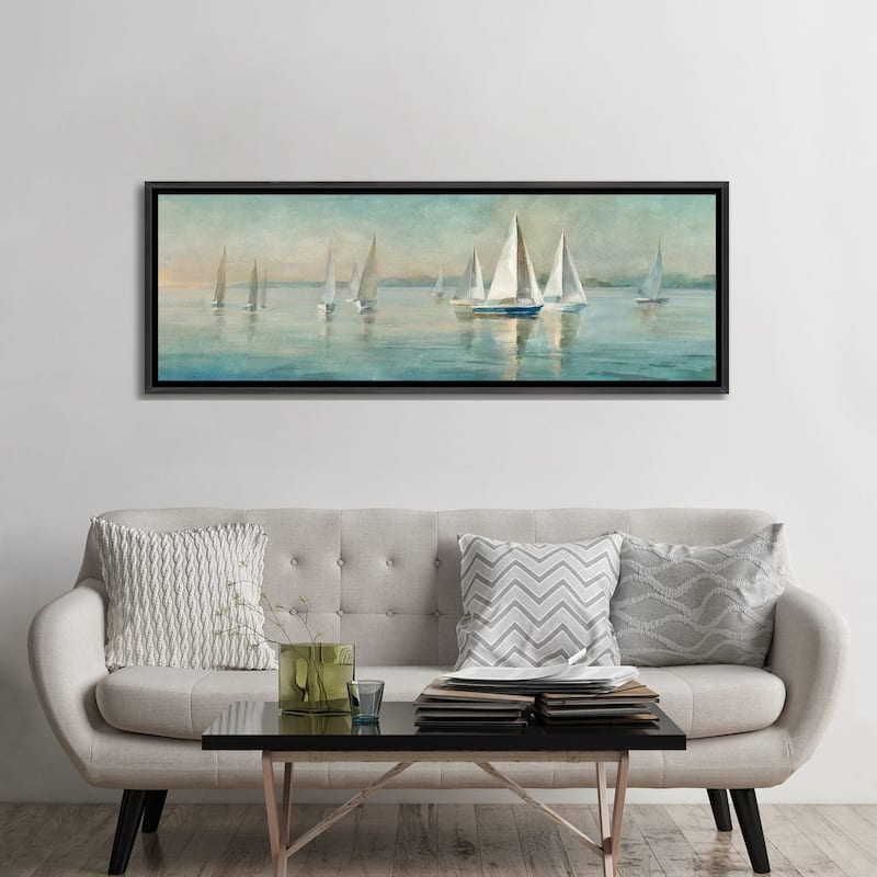iCanvas "Sailboats at Sunrise" by Danhui Nai Framed