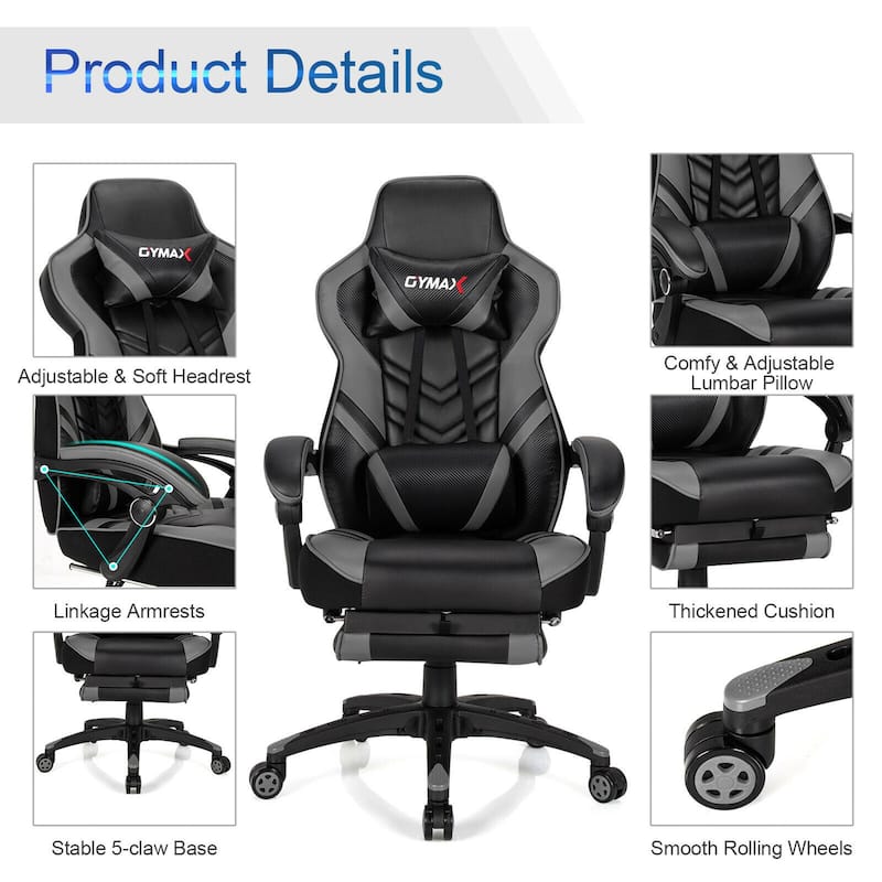 Gymax Office Computer Desk Chair Gaming Chair Adjustable Swivel - See Details