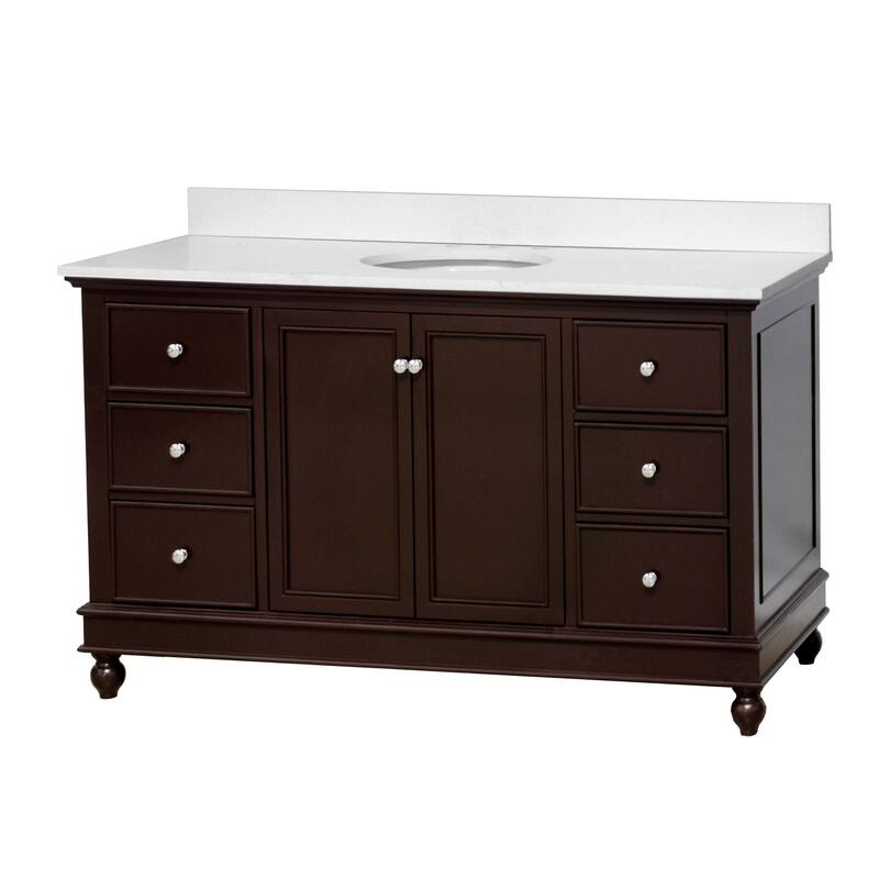 KitchenBathCollection Bella 60" Single Bathroom Vanity with Quartz Top