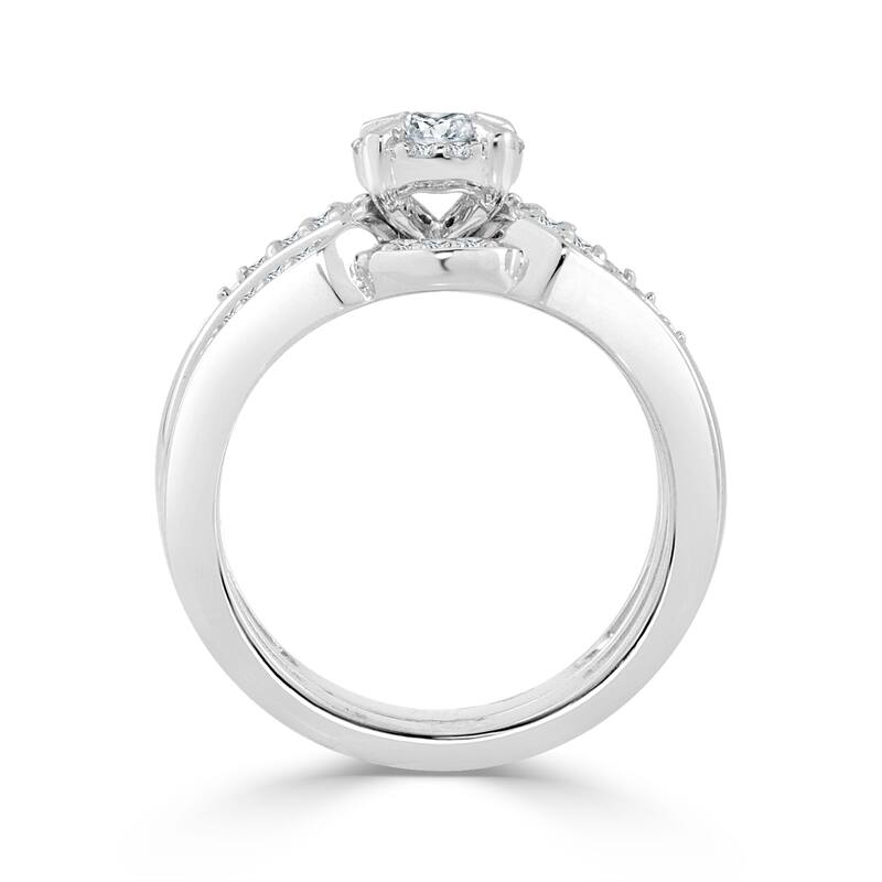 Auriya 1/2ctw Round Halo Diamond Engagement Ring Set 14k Gold