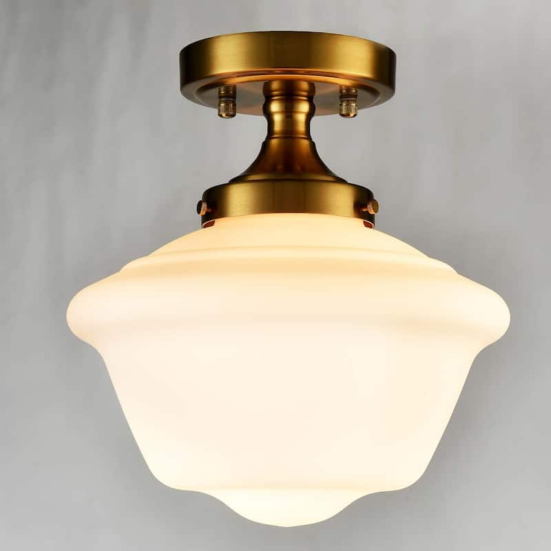 Kavala Schoolhouse Ceiling Light Fixture with Milk Glass Shade