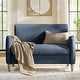 preview thumbnail 13 of 62, HULALA HOME Adika 51"W Farmhouse Striped Linen Upholstered Loveseat with Solid Wood Spindle Legs