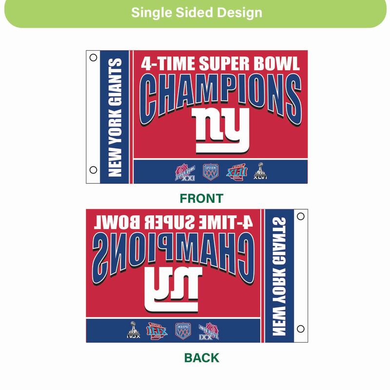New York Giants Single Sided Flag w/ 2 Grommets, 3'x5'