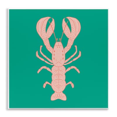 Stupell Minimal Pink & Green Lobster Wall Plaque Art Design By Sazerelli Designs