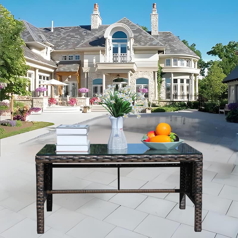 Outdoor patio Furniture 1 Coffee table with clear tempered glass