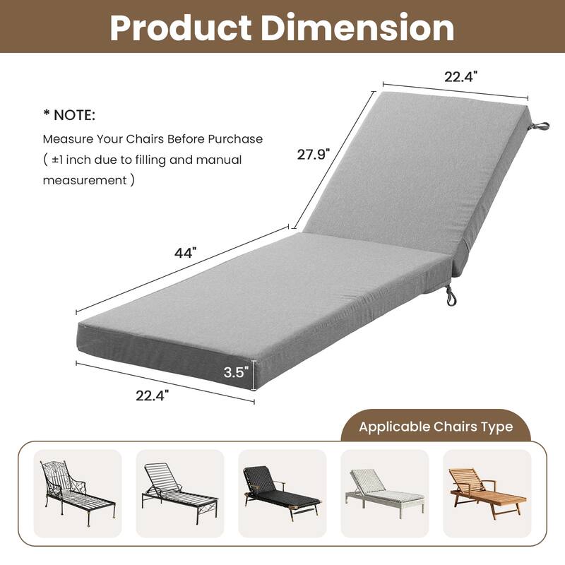 22.4 in W x 71.9 in L x 3.5 in Thickness Outdoor Chaise Lounge Replacement Cushion