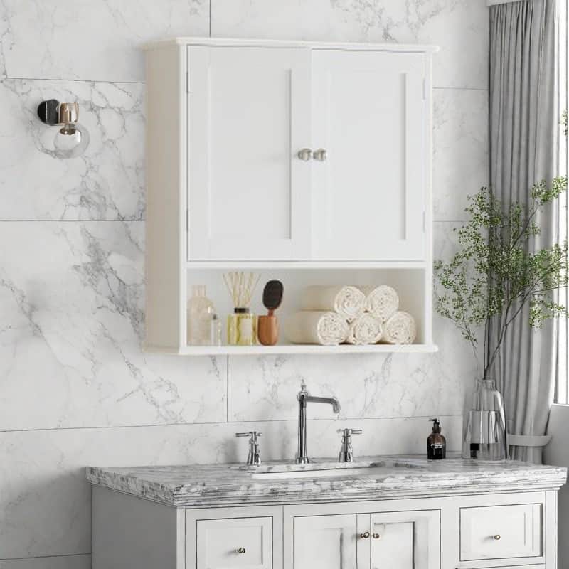 Modern Wall-Mounted Bathroom Storage Cabinet with 3-Tier Adjustable Shelves, Over-The-Toilet Organizer, MDF Medicine Cabinet