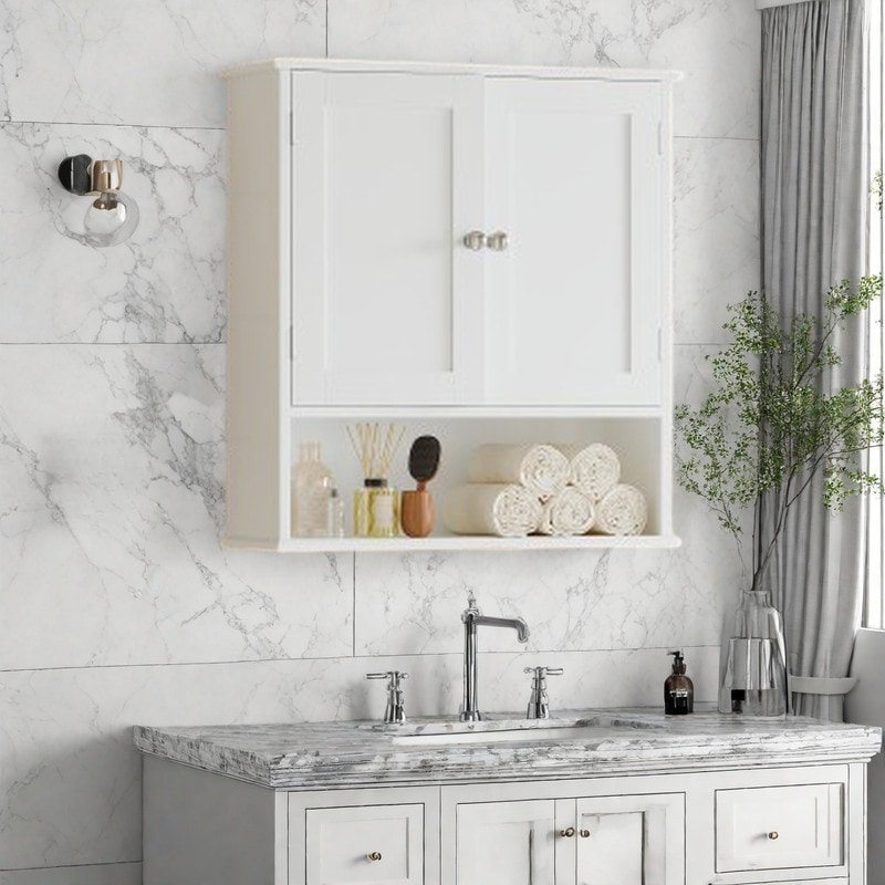 Modern Wall-Mounted Bathroom Storage Cabinet with 3-Tier Adjustable Shelves, Over-The-Toilet Organizer, MDF Medicine Cabinet