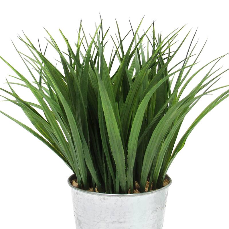 Artificial Wheat Grass Herb Plant in Metal Pot 9in - 9" H x 8" W x 8" DP