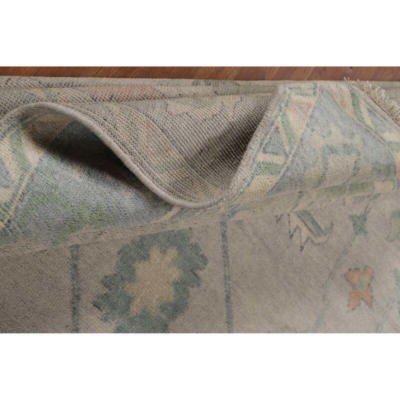 Gray Transitional Oushak Indian Area Rug Hand-Knotted Wool Carpet - 9'0"x 11'10"